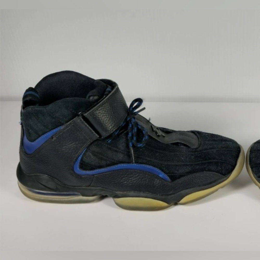 Nike Air Penny IV 4 Black Atlantic Blue 864018-001 Leather Sneakers Shoes-Mens 8